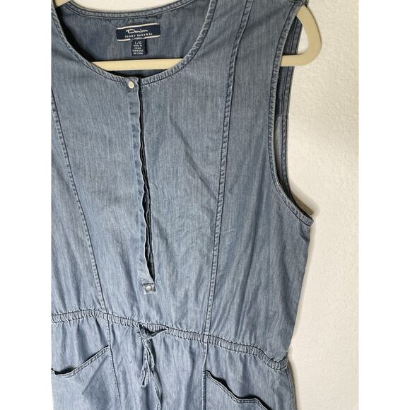 Denim by Tommy Bahama Denim Blouson Dress Size Large Has Pockets - Picture 3 of 5